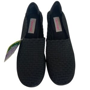 BareTraps Ulricka Black Woven Wedge Slip On Shoes 8 NWT